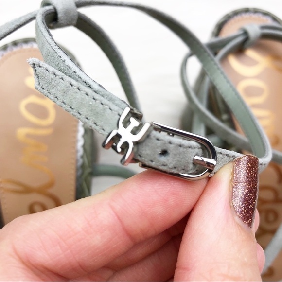 New Sam Edelman Daffodil Sandals in Seafoam Mineral Green Croc Embossed Leather - Picture 6 of 15